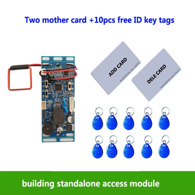 RFID EM/ID Embedded Door Access Control Intercom Access Control Lift Control with 2Pcs Mother Card 10Pcs Em Key Fob