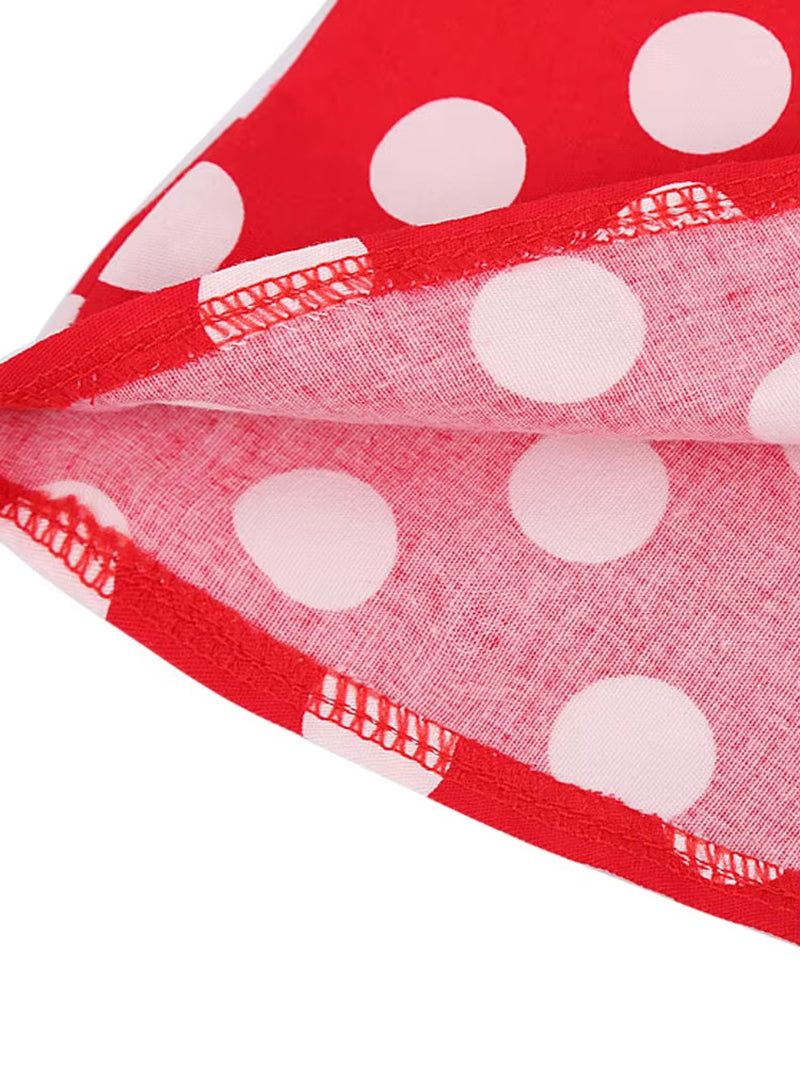 2025 Summer Midi Skirt Runway Vintage Rockabilly Sundress Red Womens Sexy Pinup 50S Cotton Polka Dot Pattern Skater Streetwear