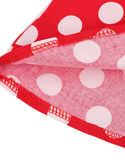 2025 Summer Midi Skirt Runway Vintage Rockabilly Sundress Red Womens Sexy Pinup 50S Cotton Polka Dot Pattern Skater Streetwear
