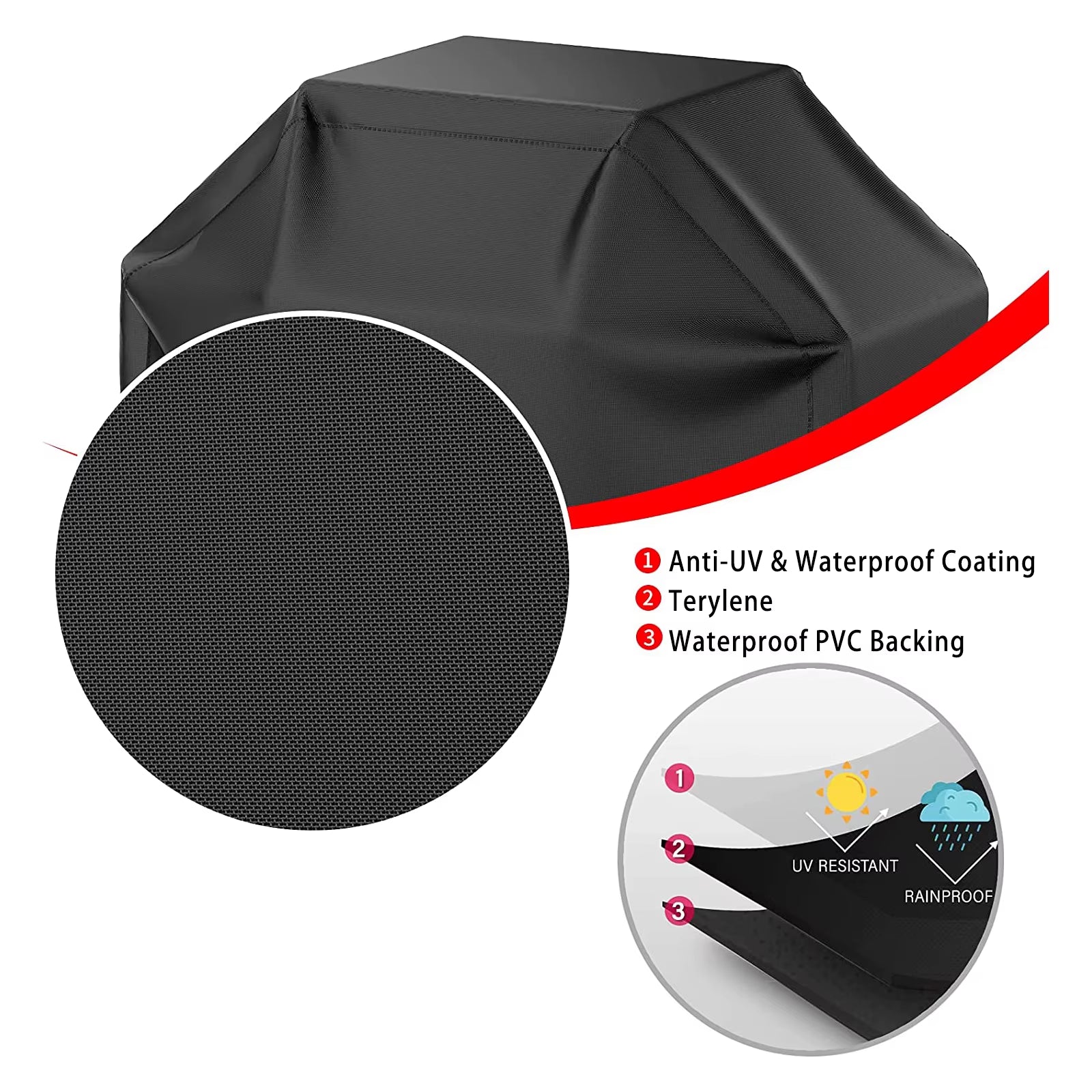 Multiple Size Grill Cover, Heavy Duty Waterproof Barbecue Gas Grill Cover, Black, Heat Resistant, Stain Resistant, Waterproof