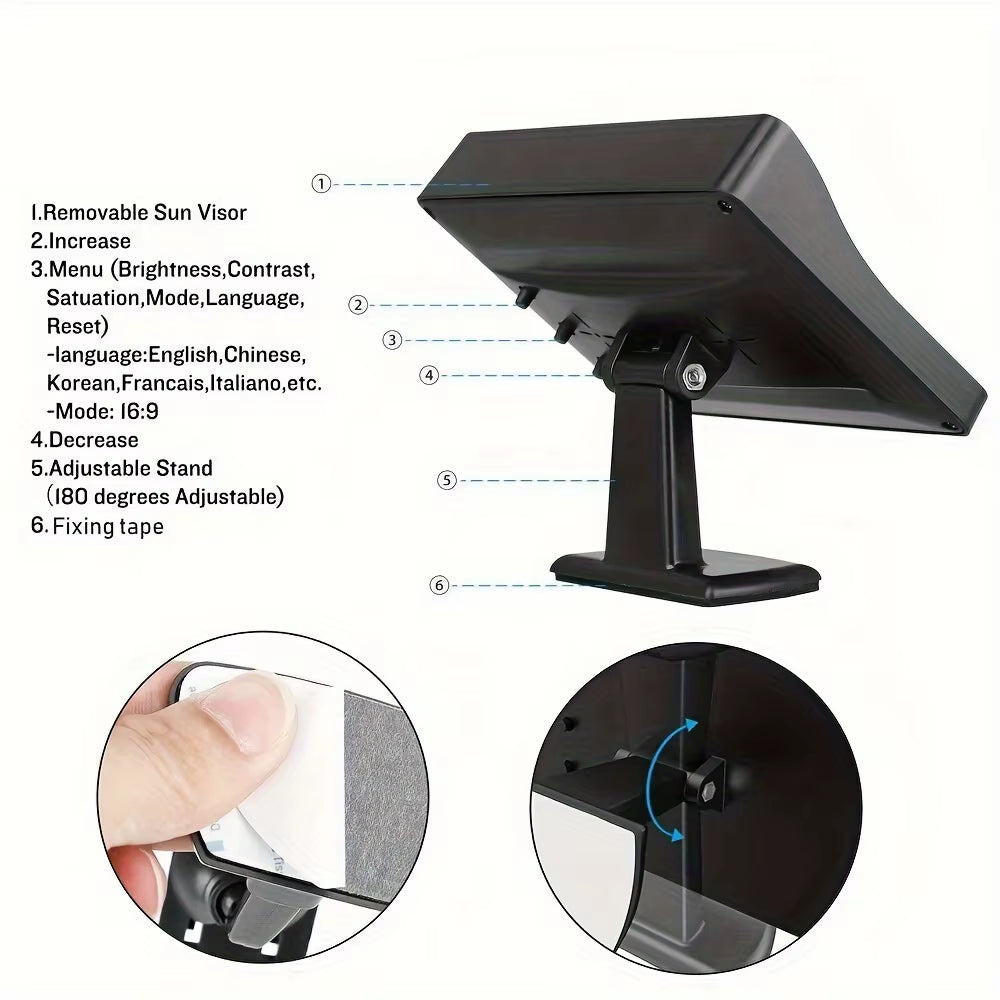 Car Monitor Camera 4.3-Inch Display HD Reversing Rearview Camera Car Reversing Kit for Car Pickup Universal RV SUV ALL