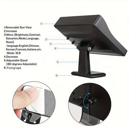 Car Monitor Camera 4.3-Inch Display HD Reversing Rearview Camera Car Reversing Kit for Car Pickup Universal RV SUV ALL