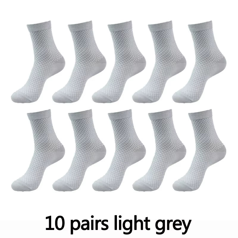 10 Pairs High Quality Bamboo Fiber Men'S Socks Business Breathable Deodorant Compression Socks Men Long Big Size EUR 38-46