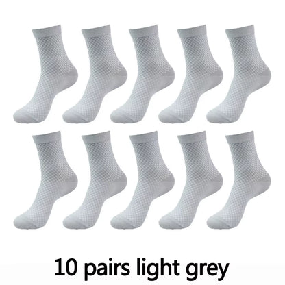 10 Pairs High Quality Bamboo Fiber Men'S Socks Business Breathable Deodorant Compression Socks Men Long Big Size EUR 38-46