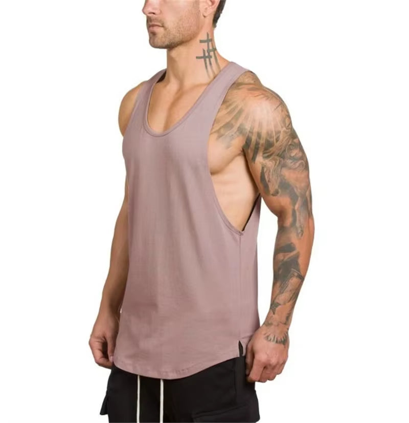 Brand Gym Clothing Men Bodybuilding and Fitness Stringer Tank Top Vest Sportswear Undershirt Muscle Workout Singlets