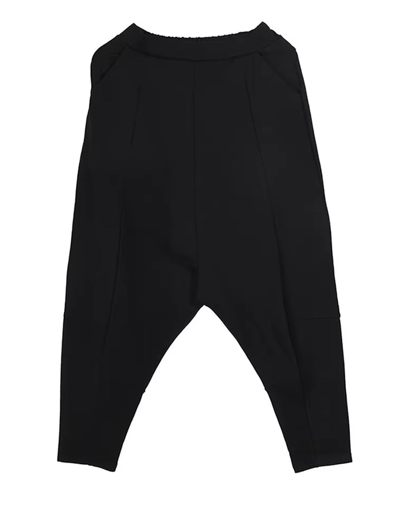 [] High Elastic Waist Black Pocket Thick Patchwork Harem Pants New Trousers Women Fashion Tide Spring Autumn 2025 SA155