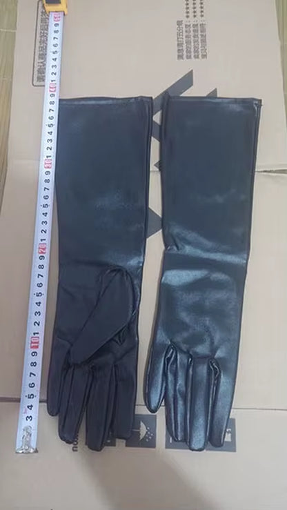 2 Colors New Faux Long Leather Gloves Fashion Women Gloves Warm Outdoors Long Design Sexy Gloves
