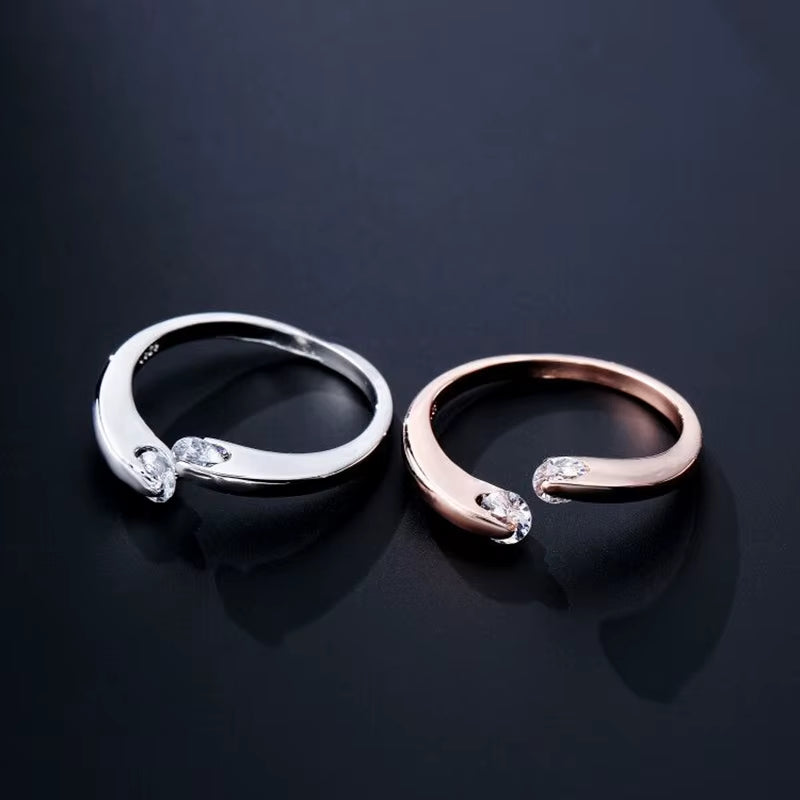 Hot 585 Rose Gold 0.25Ct Rings Double round Natural Zircon Stone Wedding Ring for Women Fashion Fine Jewelry Girls