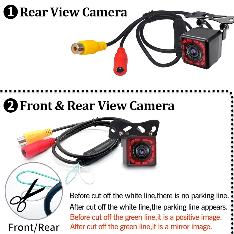 Reverse Camera Front Rearview Car Night Vision with Built-In Distance Scale Lines Universal Waterproof HD System