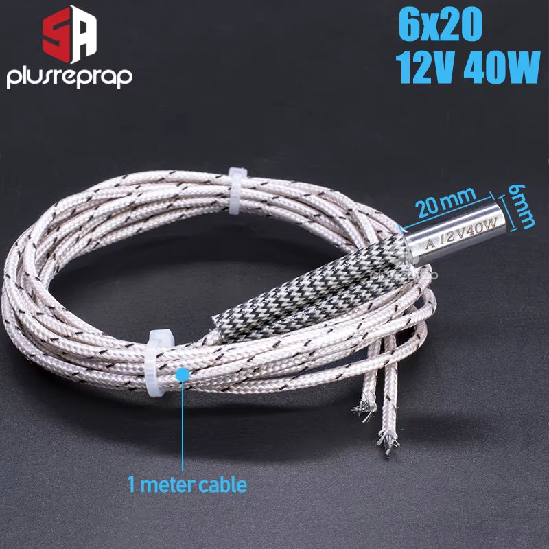 6X16 6X20 6X30Mm Ceramic Cartridge Heater 12V 24V 40W 50W 60W 70W for CNC 3D Printer Print Head Hotend J-Head