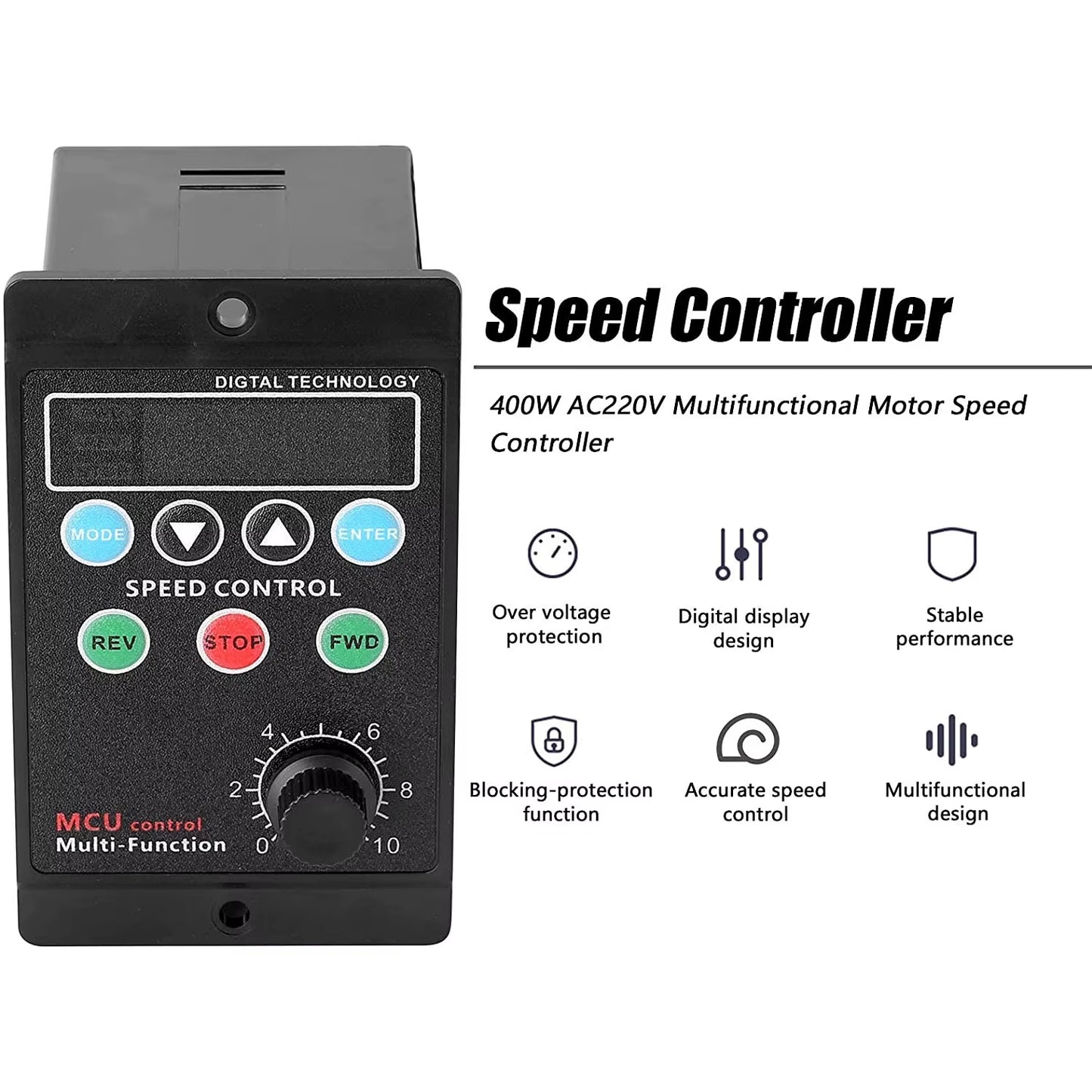 400W AC220V Multifunctional Motor Speed Controller Motor Speed Pinpoint Controller Forward & Backward Motor Governor