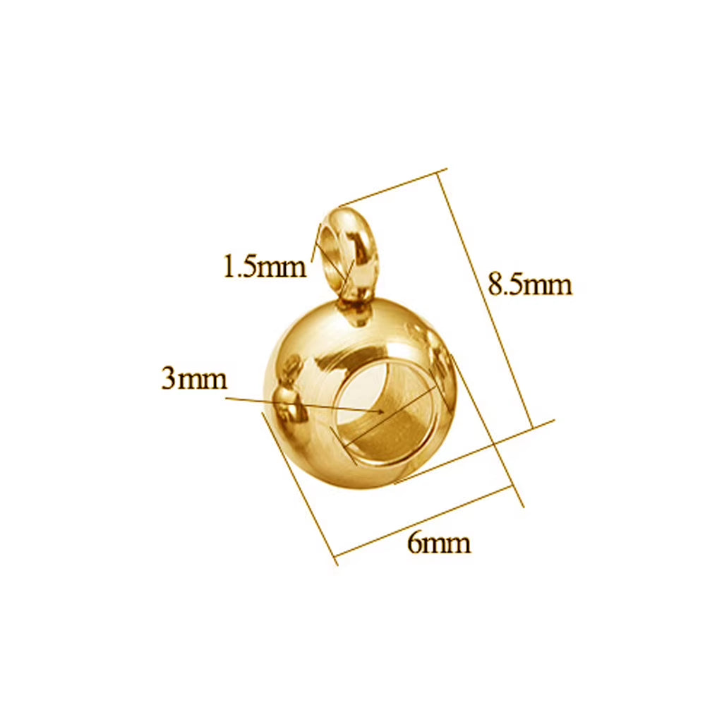10Pcs Stainless Steel Spacer Beads Pendant Charms Clasps Gold Color Bail Beads for DIY Jewelry Making Findings Hole 2-4Mm Beads