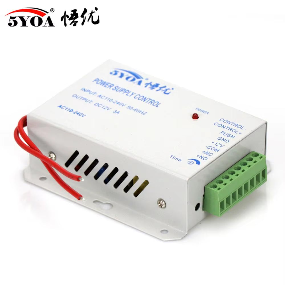 Access Control Power Supplier Transformer DC 12V 3A Door System Switch AC 110~240V Delay Time Max 15S High Quality Control
