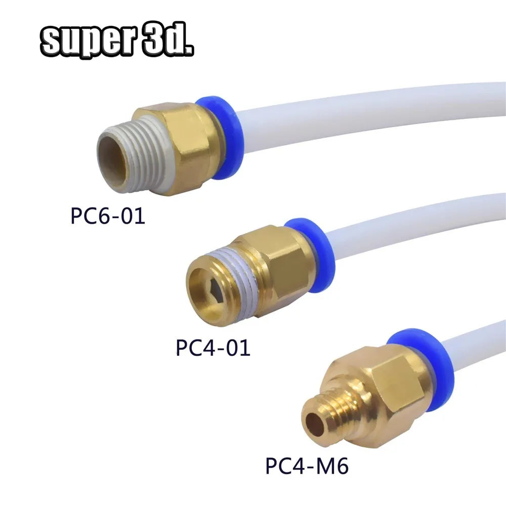 2Pcs Pneumatic Connectors for 3D Printers Parts Bowden Quick Jointer Coupler 1.75/3Mm Pipe Pc4 M6 M10 Fittings PTFE Tube 2/4Mm