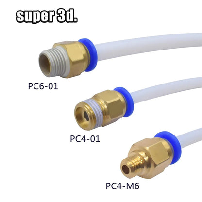 2Pcs Pneumatic Connectors for 3D Printers Parts Bowden Quick Jointer Coupler 1.75/3Mm Pipe Pc4 M6 M10 Fittings PTFE Tube 2/4Mm