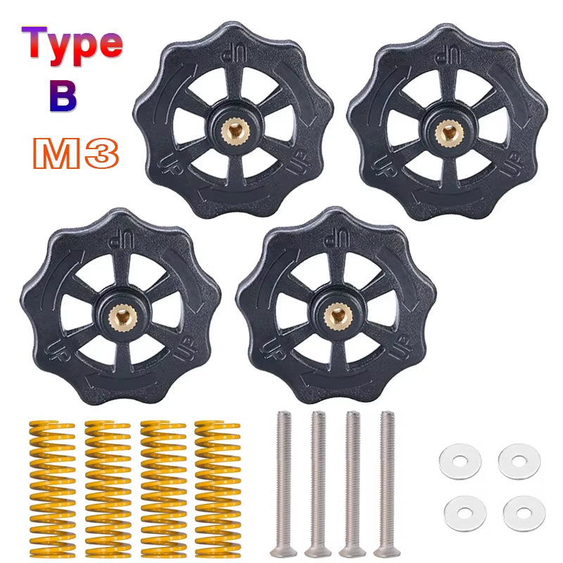 4PCS M3/M4 Screws Nuts Heat Bed Leveling Spring Knob Parts 3D Printers Print Platform Calibration Accessories