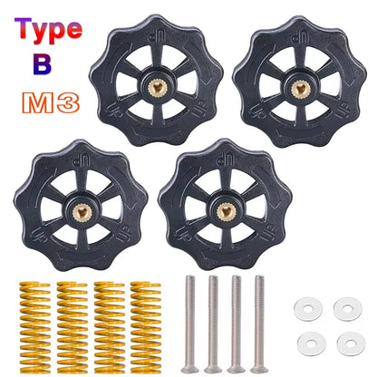 4PCS M3/M4 Screws Nuts Heat Bed Leveling Spring Knob Parts 3D Printers Print Platform Calibration Accessories