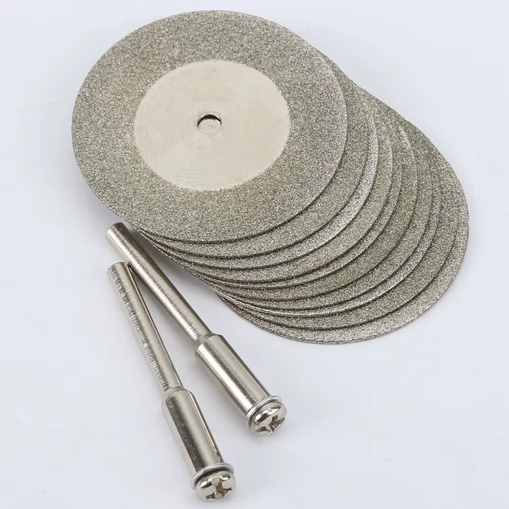 10Pcs 35Mm Stone Jade Glass Diamond Cutting Disc Fit for Rotary Tool Dremel Accessories Drills Cutting Blade with Two Mandrel
