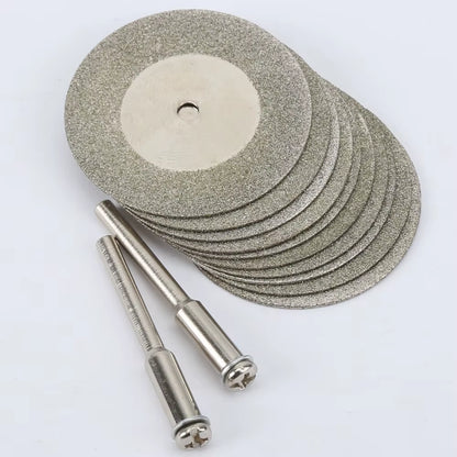 10Pcs 35Mm Stone Jade Glass Diamond Cutting Disc Fit for Rotary Tool Dremel Accessories Drills Cutting Blade with Two Mandrel