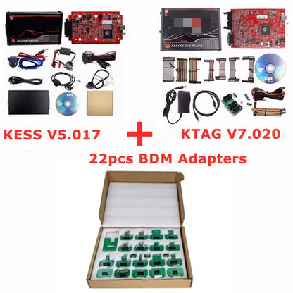 Online 2.80 EU Red  V5.017 OBD2 Manager Remap Kit KTAG V7.020 4 LED BDM Frame 22Pcs Adapters K-TAG 2.25 ECU Flash Tool