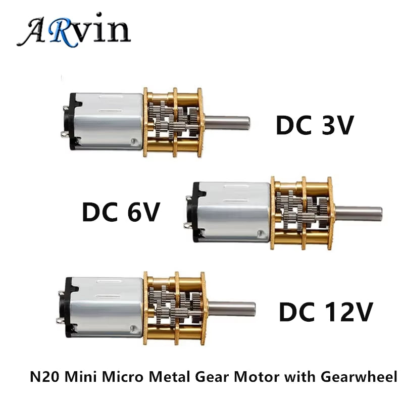 DC 3V/6V/12V N20 Mini Micro Metal Gear Motor with Gearwheel DC Motors 15/30/50/60/100/200/300/500/1000RPM