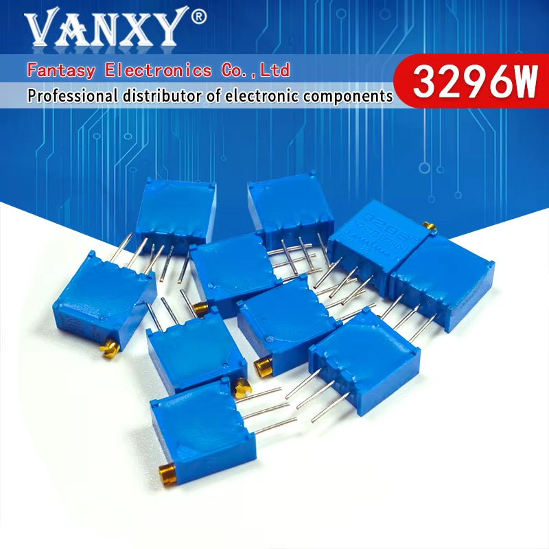 10Pcs 3296W 3296 50 100 200 500 Ohm 1K 2K 5K 10K 20K 50K 100K 200K 500K 1M Ohm 103 100R 200R 500R Trimpot Trimmer Potentiometer