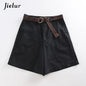 Shorts All-Match 4 Solid Color Sashes Casual Shorts Women A-Line High Waist Slim Short Femme Chic S-XXL Ladies Bottom