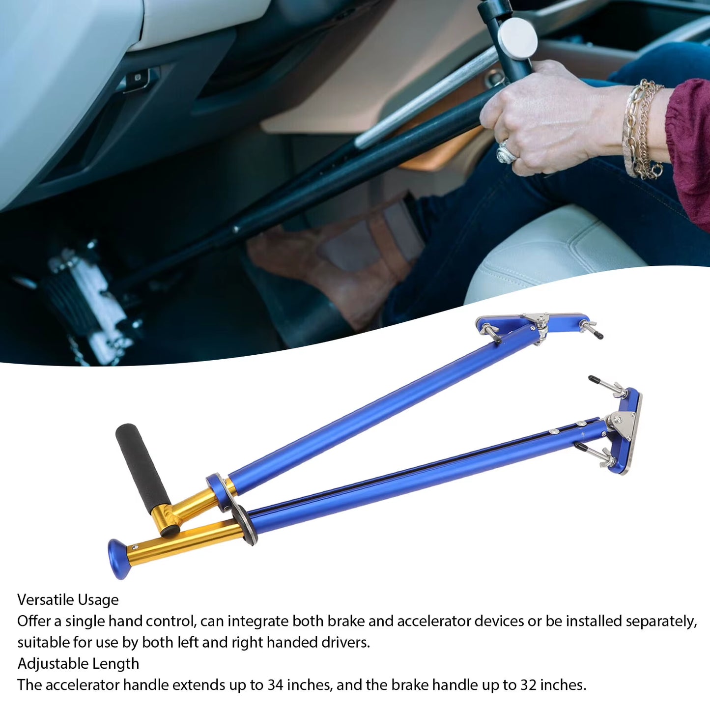Handicap Driving Hand Control Rust Resistant Car Pedal Assist Hand Control for Automatic Vehicle