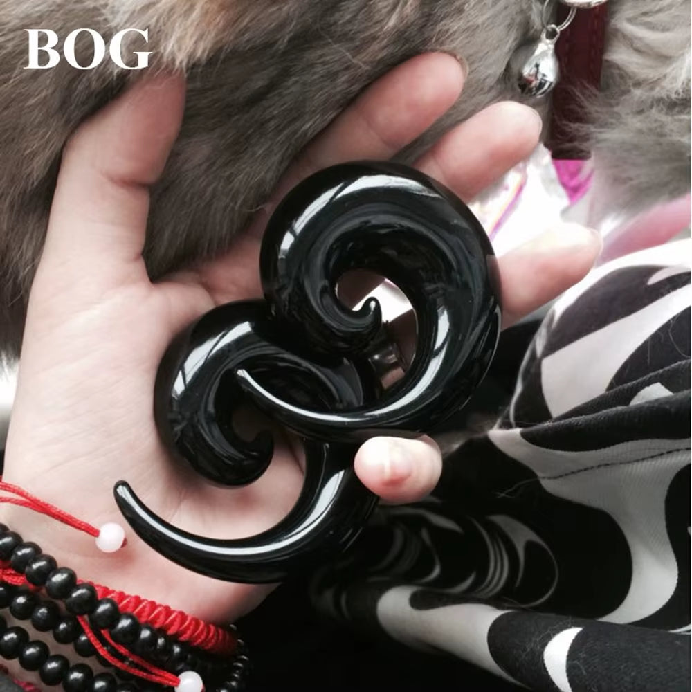 Bog-Pair Black Heart Ear Tunnel Gauge Acrylic Ear Spiral Plugs Ear Taper Stretchers Gauge Expander Saddle Ear Plugs 4-25Mm