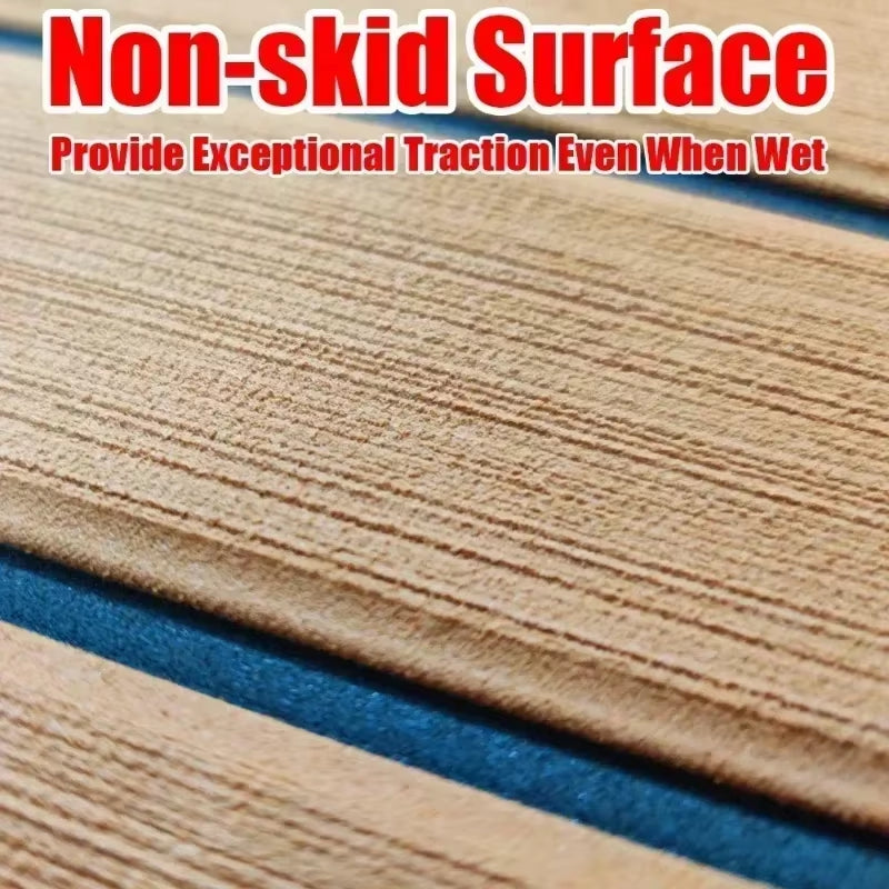 580X2400X5Mm EVA Foam Faux Teak Boat Decking Mat Brown Deck Sheet Yacht Flooring anti Skid Mat Self Adhesive Vehicle Pad