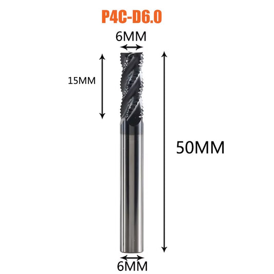 Solid Carbide Roughing End Mill 4 Flute CNC Milling Cutter Bits Router Bit for 50 Hrc Metal Roughing Machining 6Mm to 20Mm