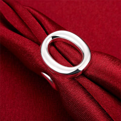 925 Sterling Silver Circle O Open Adjustable Size Rings for Women Wedding Engagement Party Jewelry