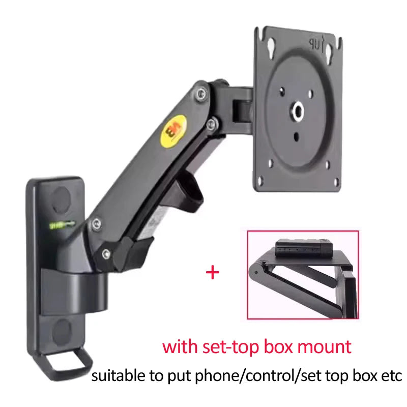 NB F120 17-27" Gas Spring Full Motion TV Wall Mount Bracket LCD Monitor Stand Aluminum Arm Bracket Silver 360 Rotate