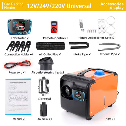 Car Heater Diesel Air Heater 12V 24V 220V Universal Heater with LCD Switch for Car Truck Boat RV Parking Diesel Heater