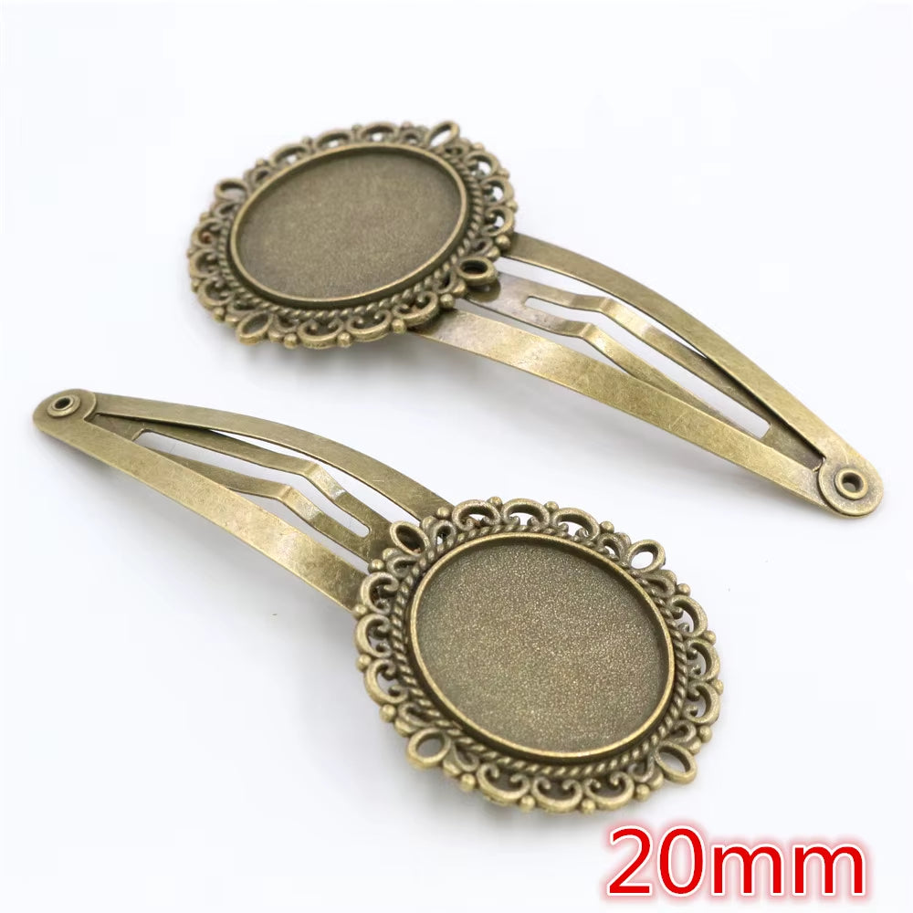 14 16Mm 18Mm 20Mm round Oval 18X25Mm Antique Silver Plated Bronze Copper Material Hairpin Hair Clips Base Setting Cabochon Cameo