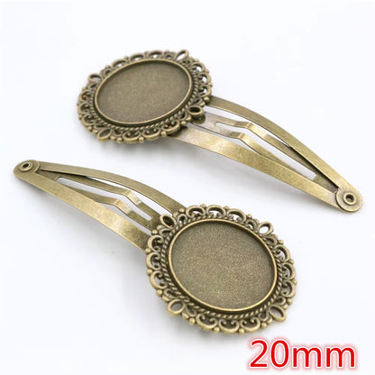 14 16Mm 18Mm 20Mm round Oval 18X25Mm Antique Silver Plated Bronze Copper Material Hairpin Hair Clips Base Setting Cabochon Cameo