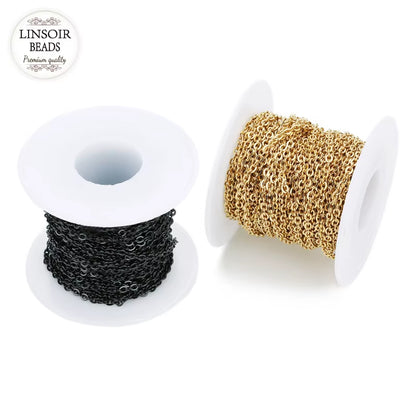 10 Yard/Lot 1Mm 1.5Mm 2Mm 2.5Mm 3Mm Stainless Steel Cable Chain Bulk for Rhodium Black Chain Necklace Diy Jewelry Materials