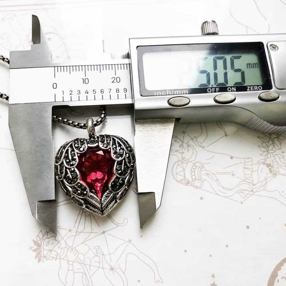Pendant Necklace Red Winged Heart Brand Link Chain Fashion Jewelry Europe Style 925 Stering Silver Gift for Women