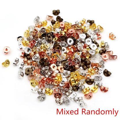 100Pcs High Quality 925 Silver Plated Rose Gold Color Copper Earring Back Plug Earring Settings Base Ear Studs Back Whole Sale