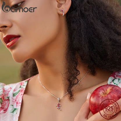 925 Sterling Silver Red Enamel Fish Pendant Lucky Koi Dangle Charm Originaal for Women Bracelet Necklace DIY Fine Jewelry