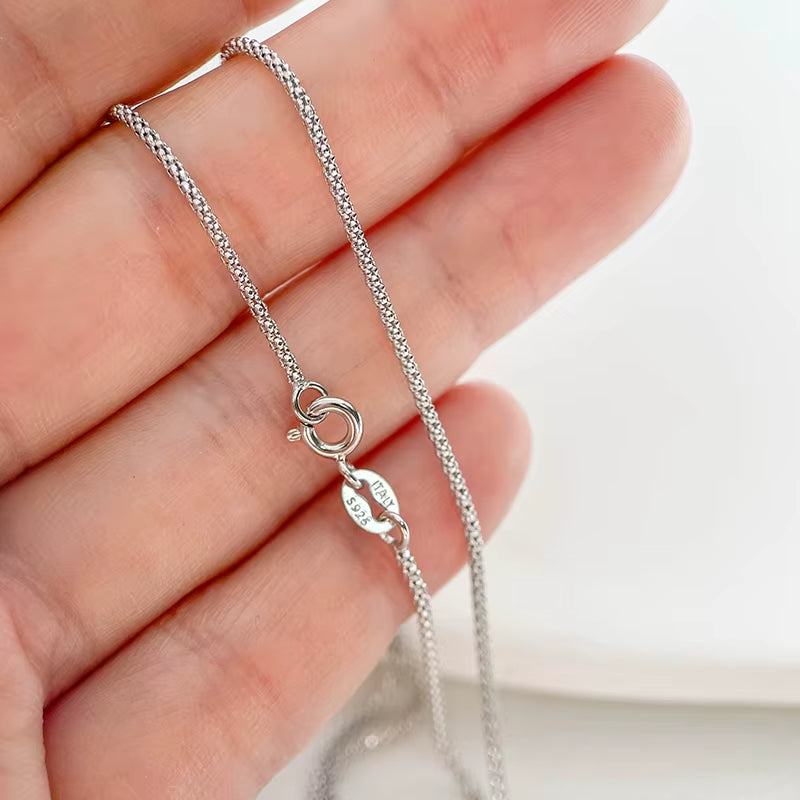 1.2Mm Thin 35Cm-90Cm Real 925 Sterling Silver Popcorn Chain Necklace Women Jewelry Girls Collier Kolye 14"-32" Italy Collares
