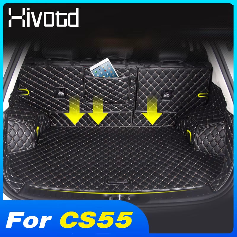 Car Trunk Mat Dustproof Rear Cargo Liner Pad Interior Deccor Protection Accessories PU Leather Carpet for Changan CS55 2020-2017