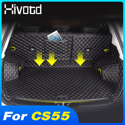 Car Trunk Mat Dustproof Rear Cargo Liner Pad Interior Deccor Protection Accessories PU Leather Carpet for Changan CS55 2020-2017