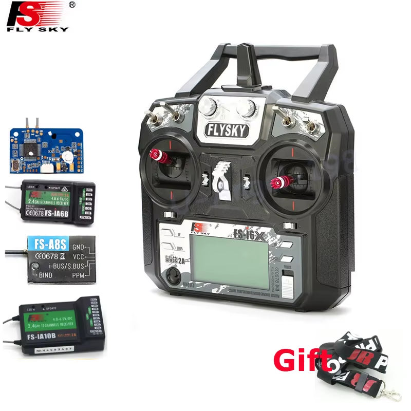 Original Flysky Fs-I6X 10CH 2.4Ghz AFHDS 2A RC Transmitter with Fs-Ia6B Fs-Ia10B FS-X6B FS-A8S Receiver for Rc Airplane Drone