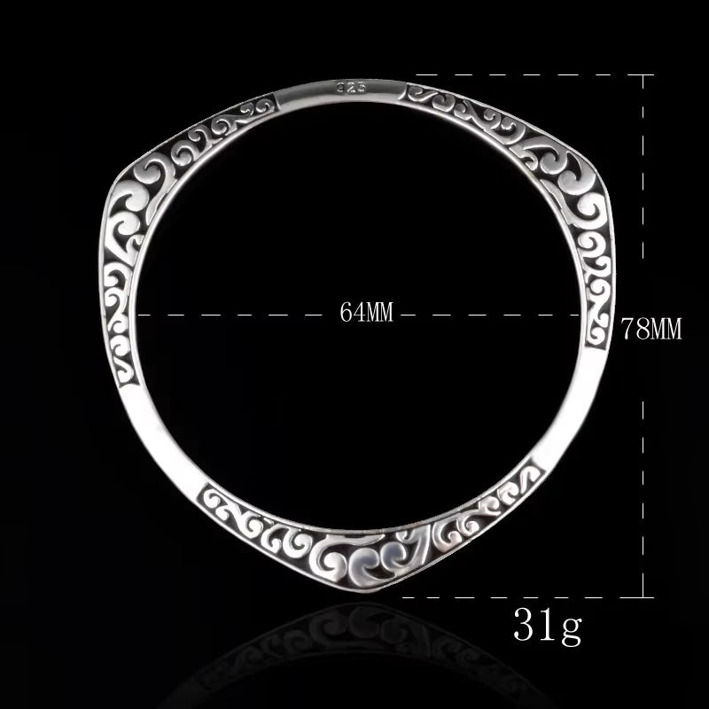 New Arrival 925 Tibetan Sterling Silver Bracelets Women Cuff Bracelet Bangle Hot Sale Luxury with Stamp Jewelry