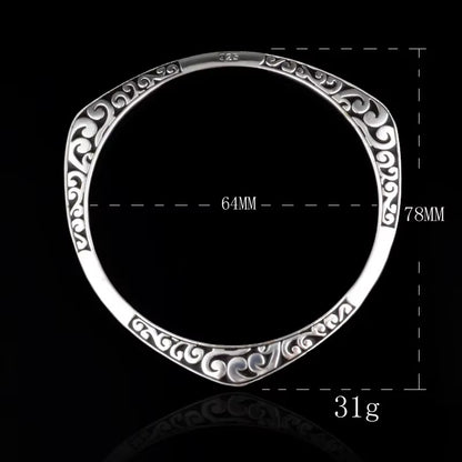 New Arrival 925 Tibetan Sterling Silver Bracelets Women Cuff Bracelet Bangle Hot Sale Luxury with Stamp Jewelry