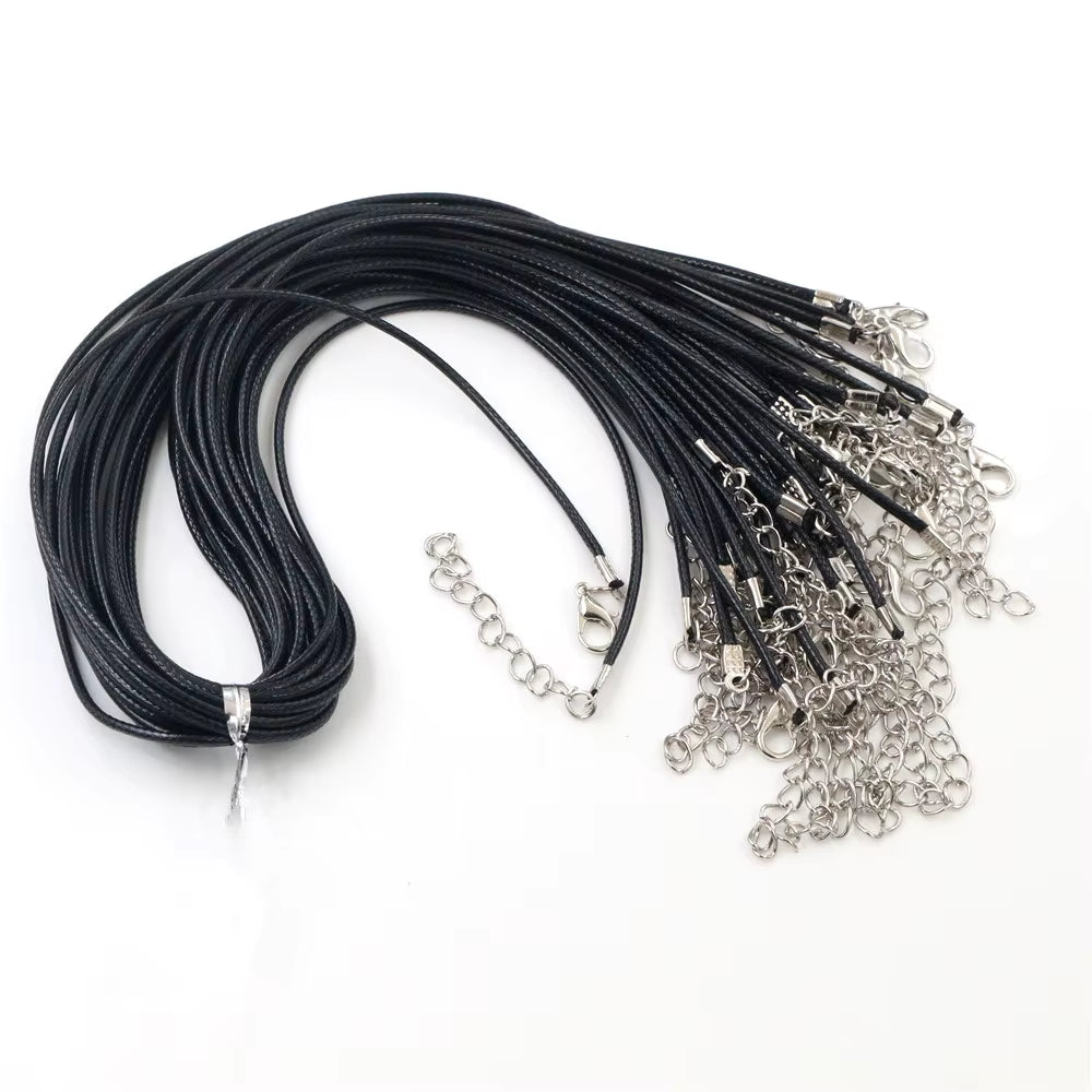 Handmade Leather 20Pcs/Lot Adjustable Braided Rope Necklaces & Pendant Charms Findings Lobster Clasp String Cord