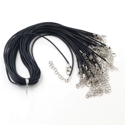 Handmade Leather 20Pcs/Lot Adjustable Braided Rope Necklaces & Pendant Charms Findings Lobster Clasp String Cord