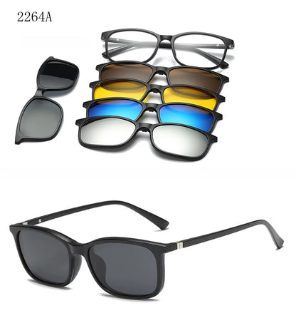 6 in 1 Changed Lens 5 Lenes Magnet Sunglasses Mirrored Sunglasses Glasses Men Polarization Custom Prescription