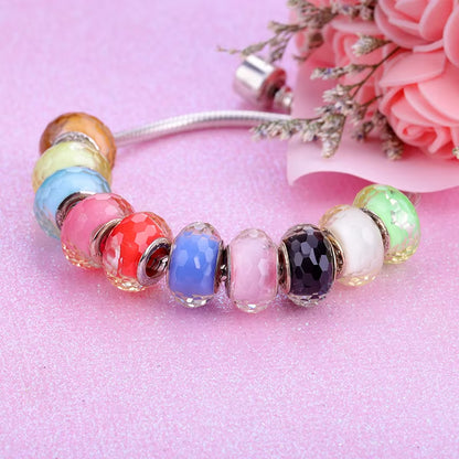 New European Colorful Lampwork Glass Bead Murano Plastic Aolly Charm Fit Pan Brand Bracelet Bangle Women DIY Jewelry Dropship